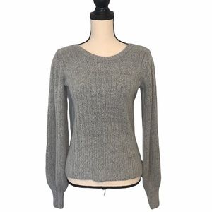 Marled by Reunited Gray Balloon Sleeve Knit Sweater Size Small